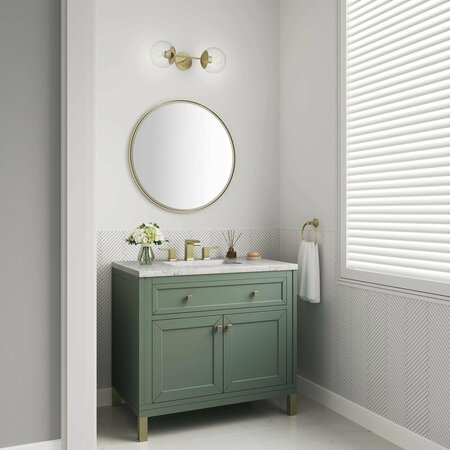 James Martin Vanities Chicago 36in Single Vanity, Smokey Celadon w/ 3 CM Eternal Jasmine Pearl Top 305-V36-SC-3EJP